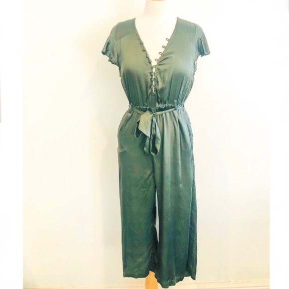 Gypsy 05 Global Village Olive Silk Jumpsuit Size Small NWT - Picture 2 of 9